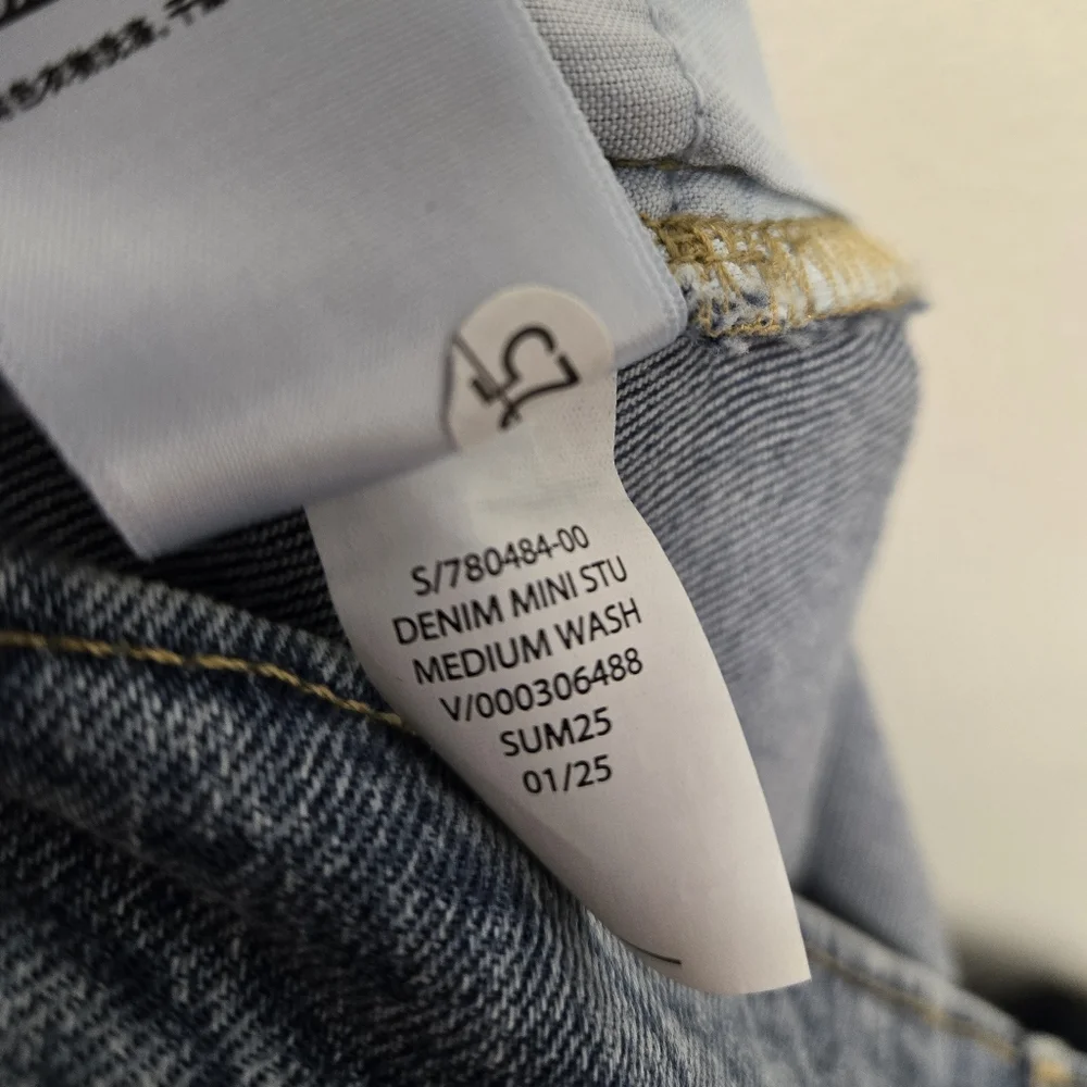 GAP Denim High Rise Studded Denim Mini Skirt Medium Wash Blue 16 - Picture 9 of 11